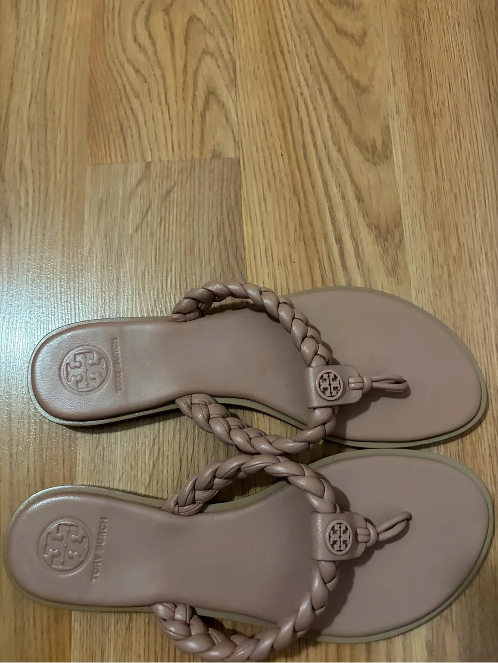 Tory Burch Braided Thong Sandals in Blush Taupe